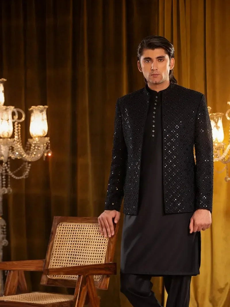 Abdan – Pakistani Open Prince Coat by Ahsan Tariq Couture – view 3