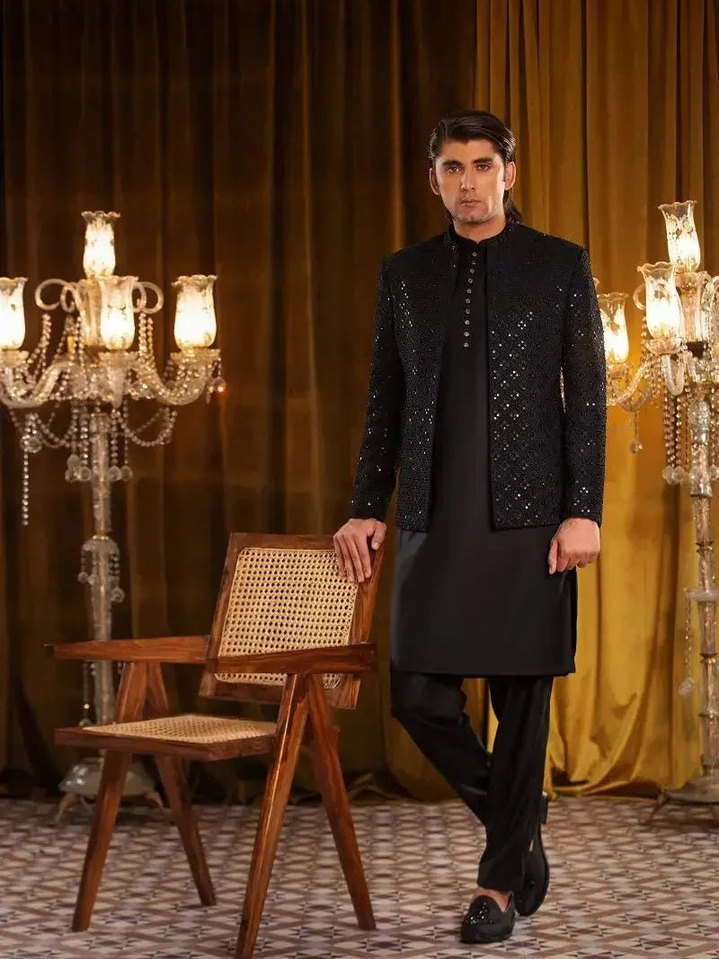 Abdan – Pakistani Open Prince Coat by Ahsan Tariq Couture – view 1