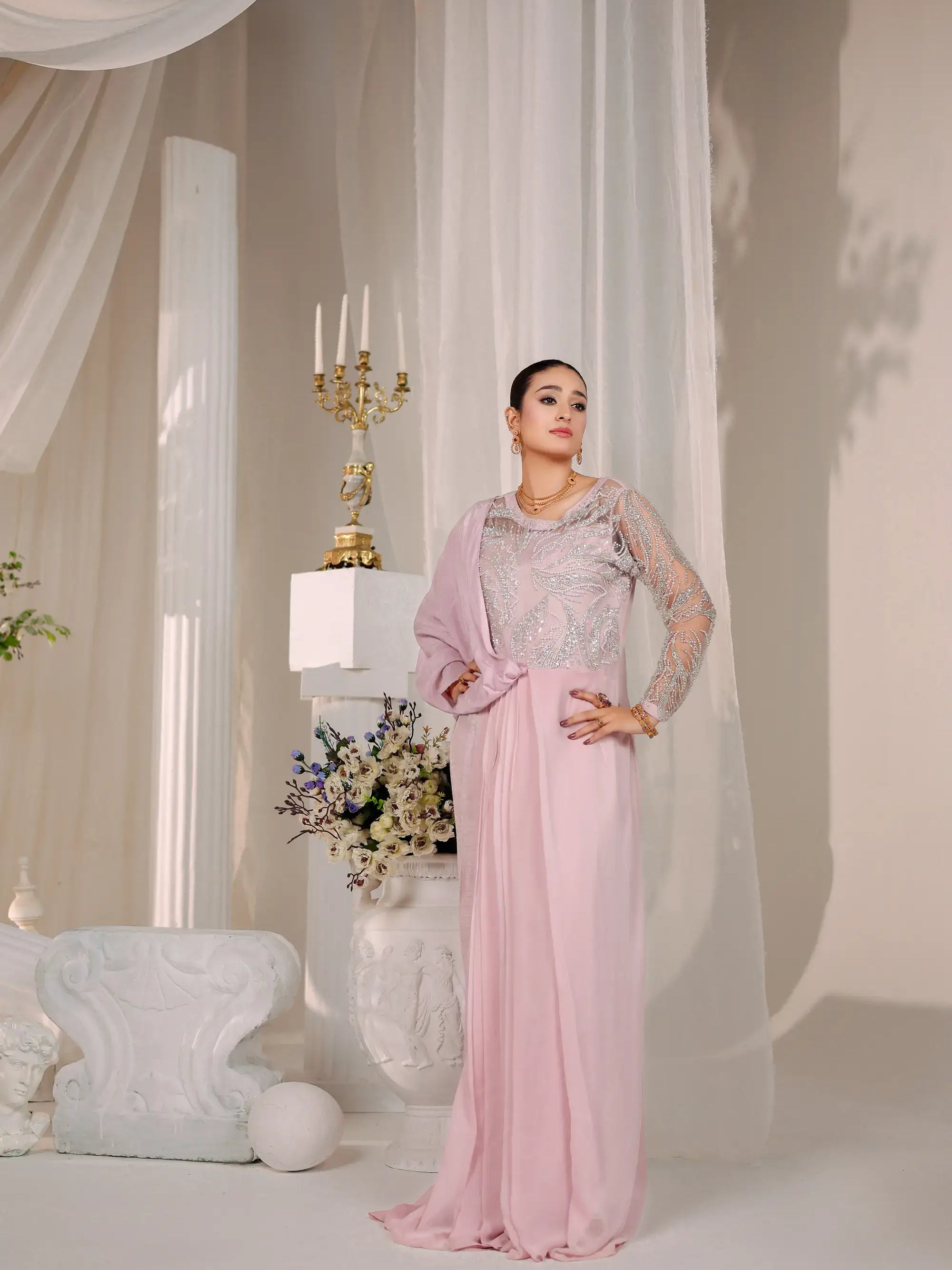Blush Opulence – Pakistani Engagement Wear by Ahsan Tariq Couture – view 4