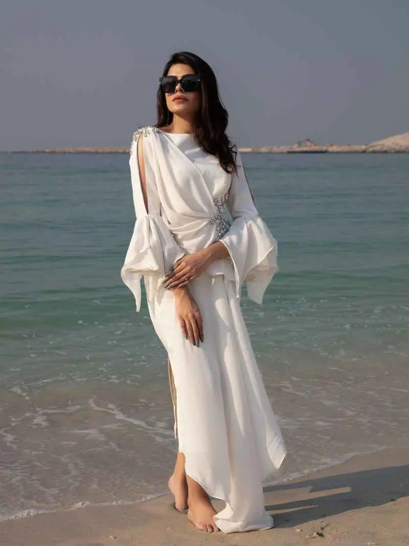 CELESTIAL DRAPE – Pakistani Engagement Wear by Ahsan Tariq Couture – view 2