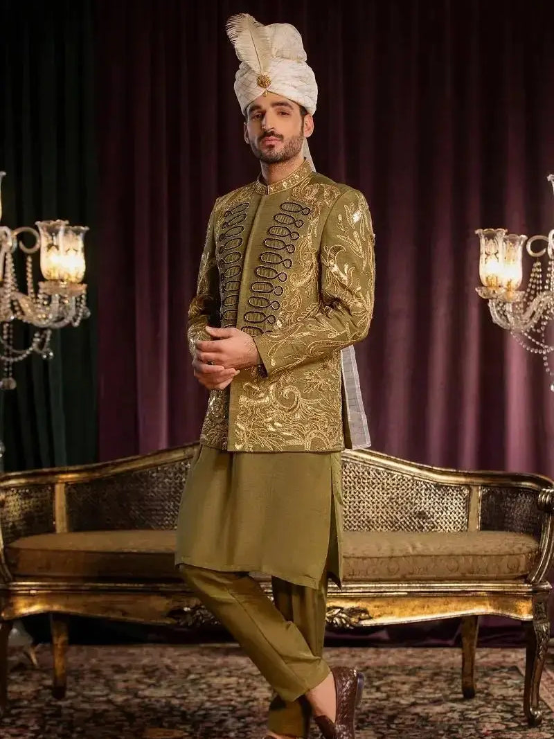 DAVR – Pakistani Prince Coat by Ahsan Tariq Couture – view 1