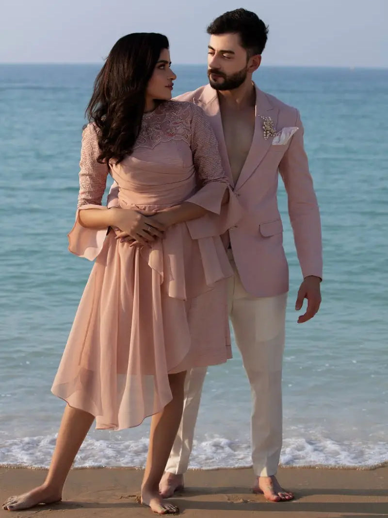 DUSK DUO – Pakistani Engagement Wear by Ahsan Tariq Couture – view 1