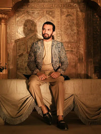 GHAZAL – Pakistani Open Prince Coat by Ahsan Tariq Couture – view 4