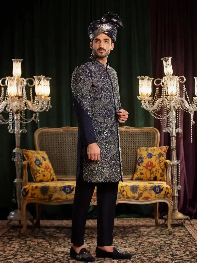 MASTAAN – Pakistani Groom Sherwani by Ahsan Tariq Couture – view 4