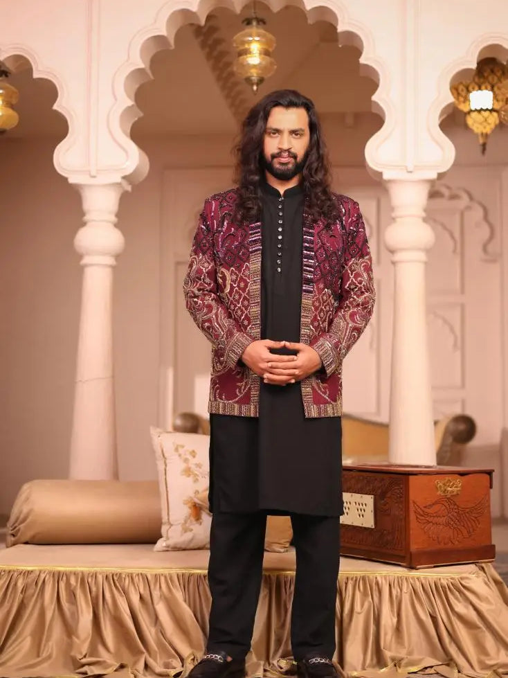 Mirza – Pakistani Groom Sherwani by Ahsan Tariq Couture – view 1
