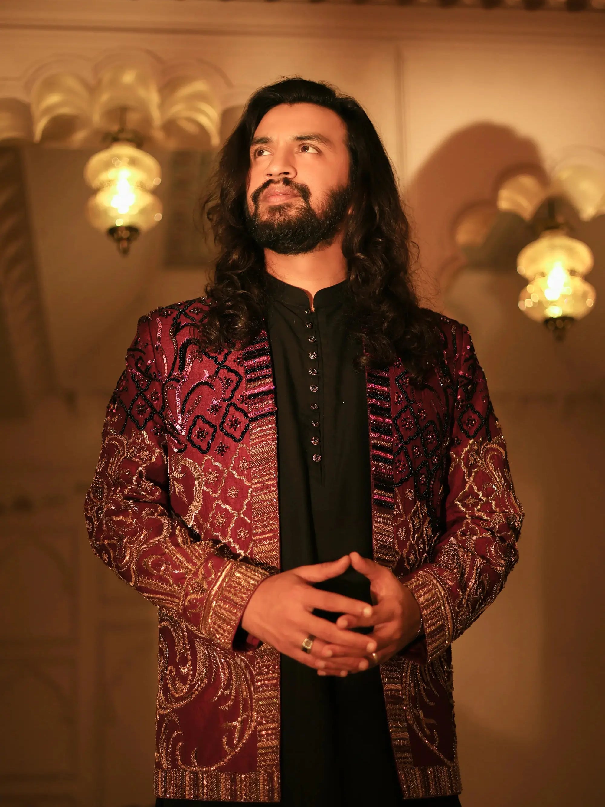 Mirza – Pakistani Groom Sherwani by Ahsan Tariq Couture – view 5