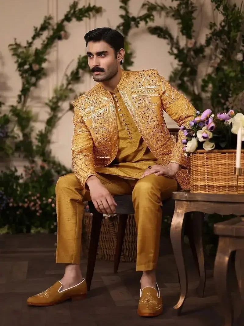 Nishan-e-Manzil – Pakistani Open Prince Coat by Ahsan Tariq Couture – view 2