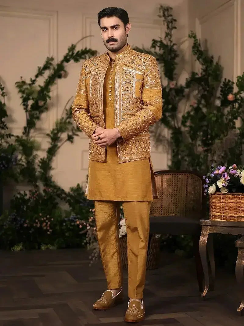 Nishan-e-Manzil – Pakistani Open Prince Coat by Ahsan Tariq Couture – view 1