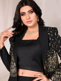 Noir Luxe Ensemble – Pakistani Engagement Wear by Ahsan Tariq Couture – view 3
