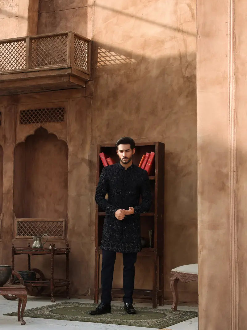 QARA – Pakistani Groom Sherwani by Ahsan Tariq Couture – view 6