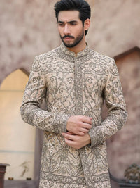QURB – Pakistani Groom Sherwani by Ahsan Tariq Couture – view 3