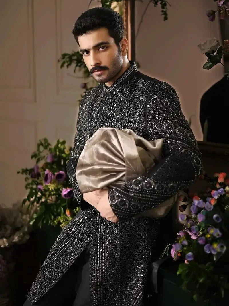 Ranjeet Singh Royal – Pakistani Groom Sherwani by Ahsan Tariq Couture – view 6
