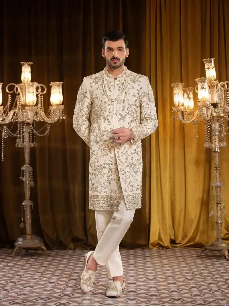 SALEEM – Pakistani Groom Sherwani by Ahsan Tariq Couture – view 3