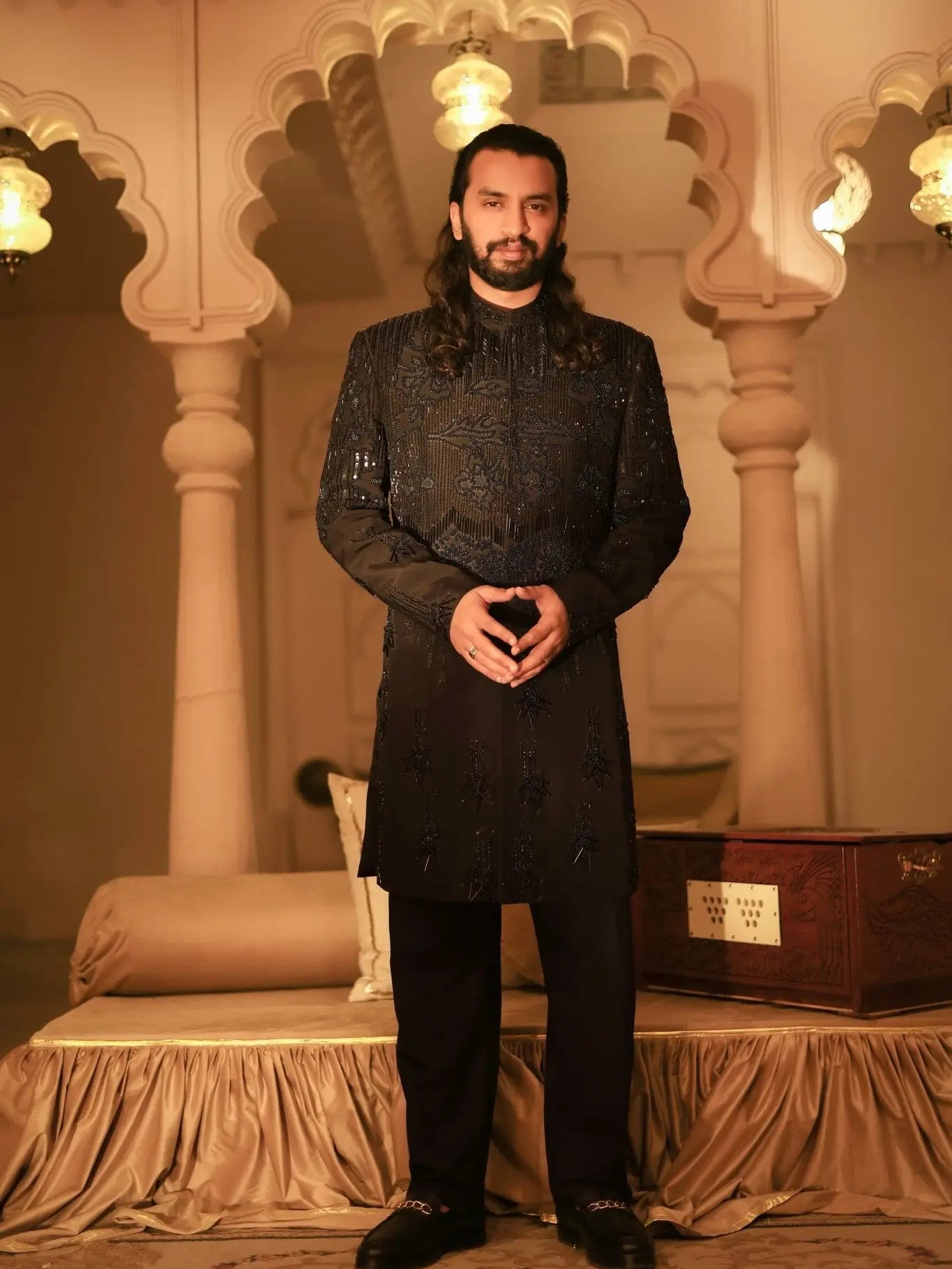Shahenshah – Pakistani Groom Sherwani by Ahsan Tariq Couture – view 1