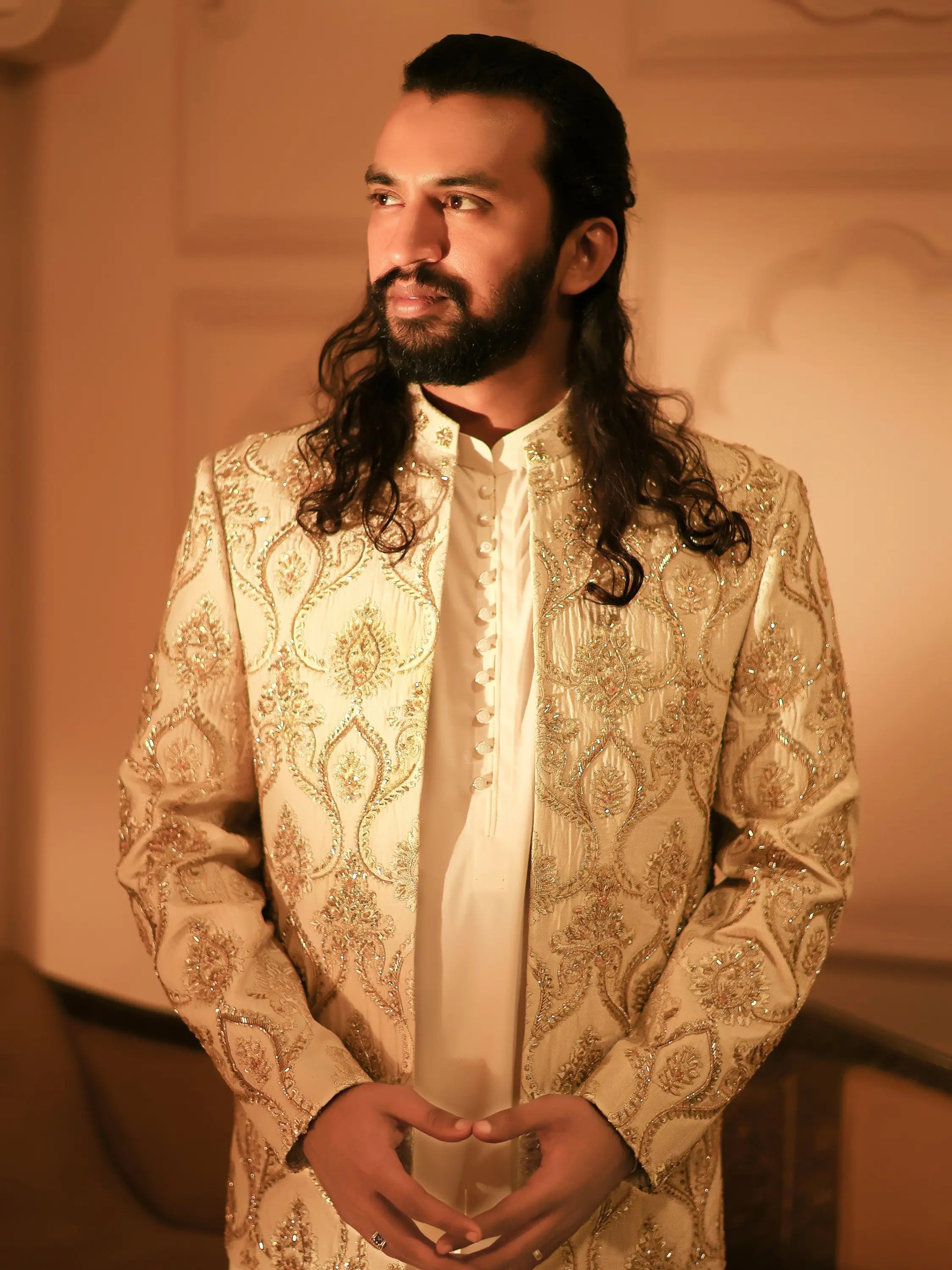 Sikandar – Pakistani Open Prince Coat by Ahsan Tariq Couture – view 3