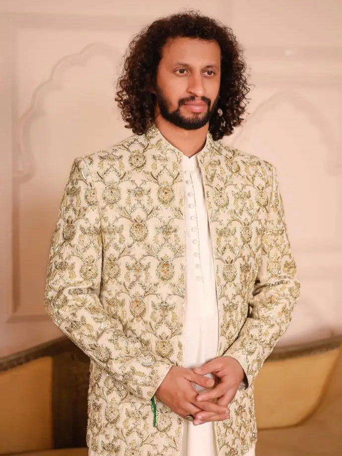 Sultan – Pakistani Open Prince Coat by Ahsan Tariq Couture – view 3
