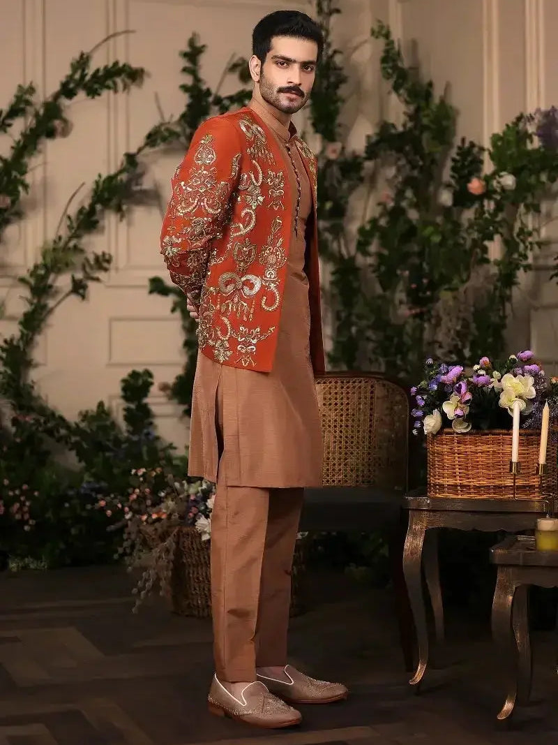 Wazir Khan – Pakistani Prince Coat by Ahsan Tariq Couture – view 5