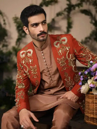 Wazir Khan – Pakistani Prince Coat by Ahsan Tariq Couture – view 7