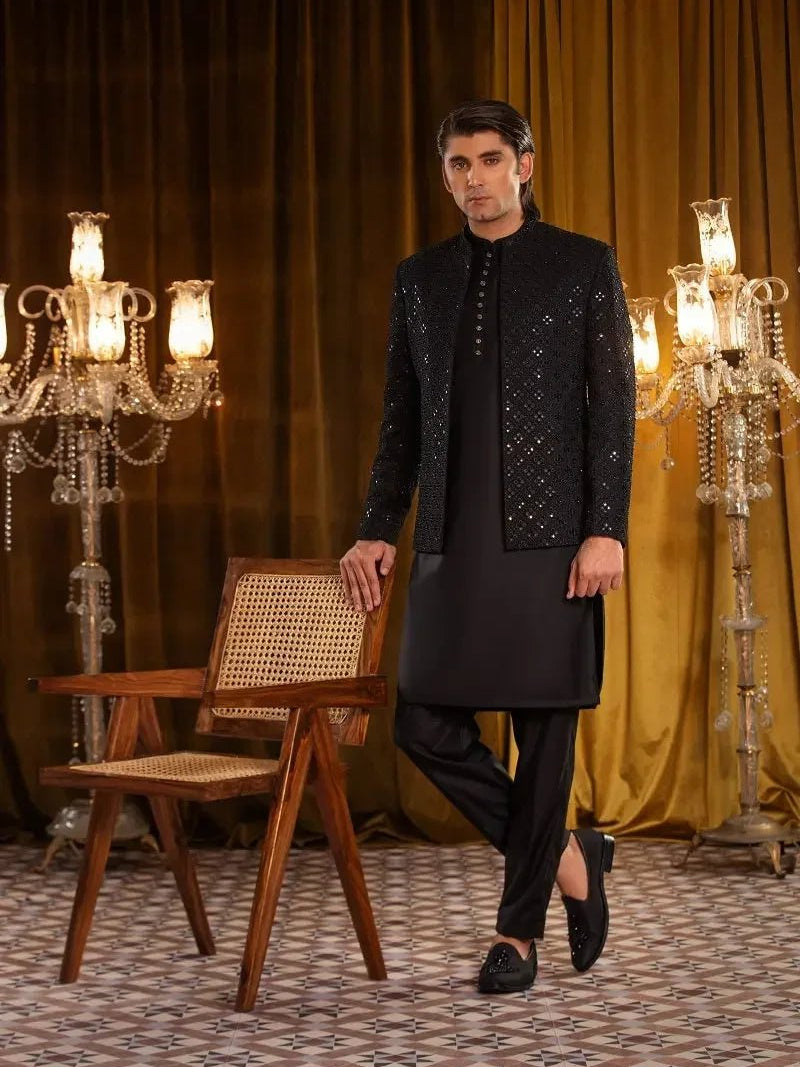 Abdan – Pakistani Open Prince Coat by Ahsan Tariq Couture – view 2