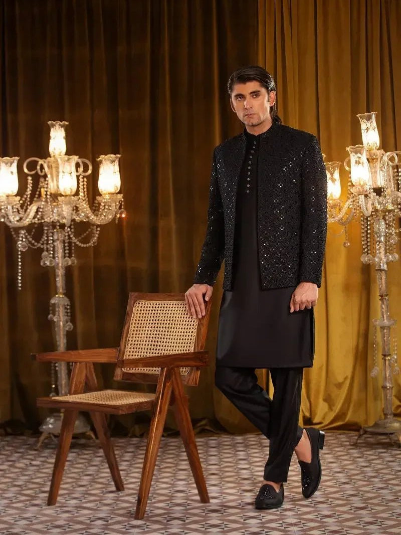 Abdan – Pakistani Open Prince Coat by Ahsan Tariq Couture – view 4