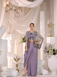 Amara Drape Ensemble – Pakistani Engagement Wear by Ahsan Tariq Couture – view 1