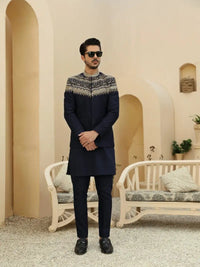 AZRAQ – Pakistani Prince Coat by Ahsan Tariq Couture – view 4
