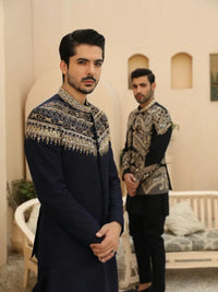 AZRAQ – Pakistani Prince Coat by Ahsan Tariq Couture – view 3
