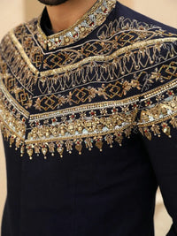 AZRAQ – Pakistani Prince Coat by Ahsan Tariq Couture – view 2