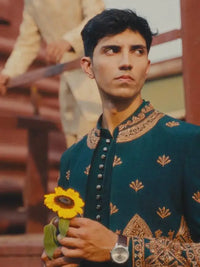 Bagh-e-Zar – Pakistani Open Prince Coat by Ahsan Tariq Couture – view 1