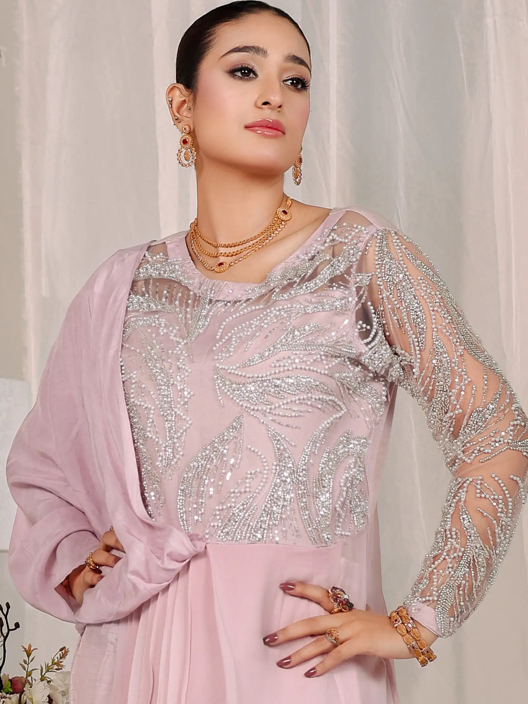 Blush Opulence – Pakistani Engagement Wear by Ahsan Tariq Couture – view 3