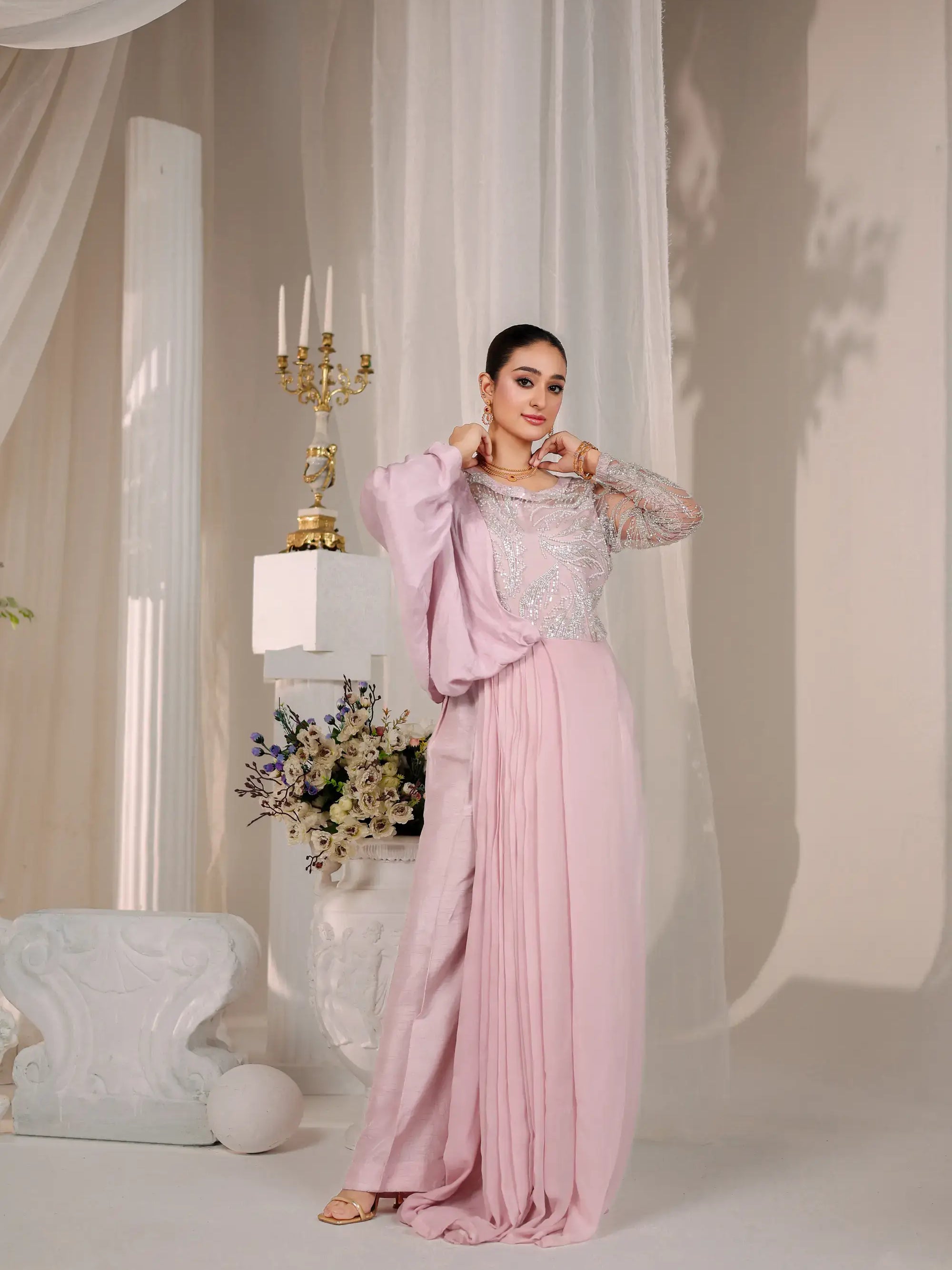 Blush Opulence – Pakistani Engagement Wear by Ahsan Tariq Couture – view 1