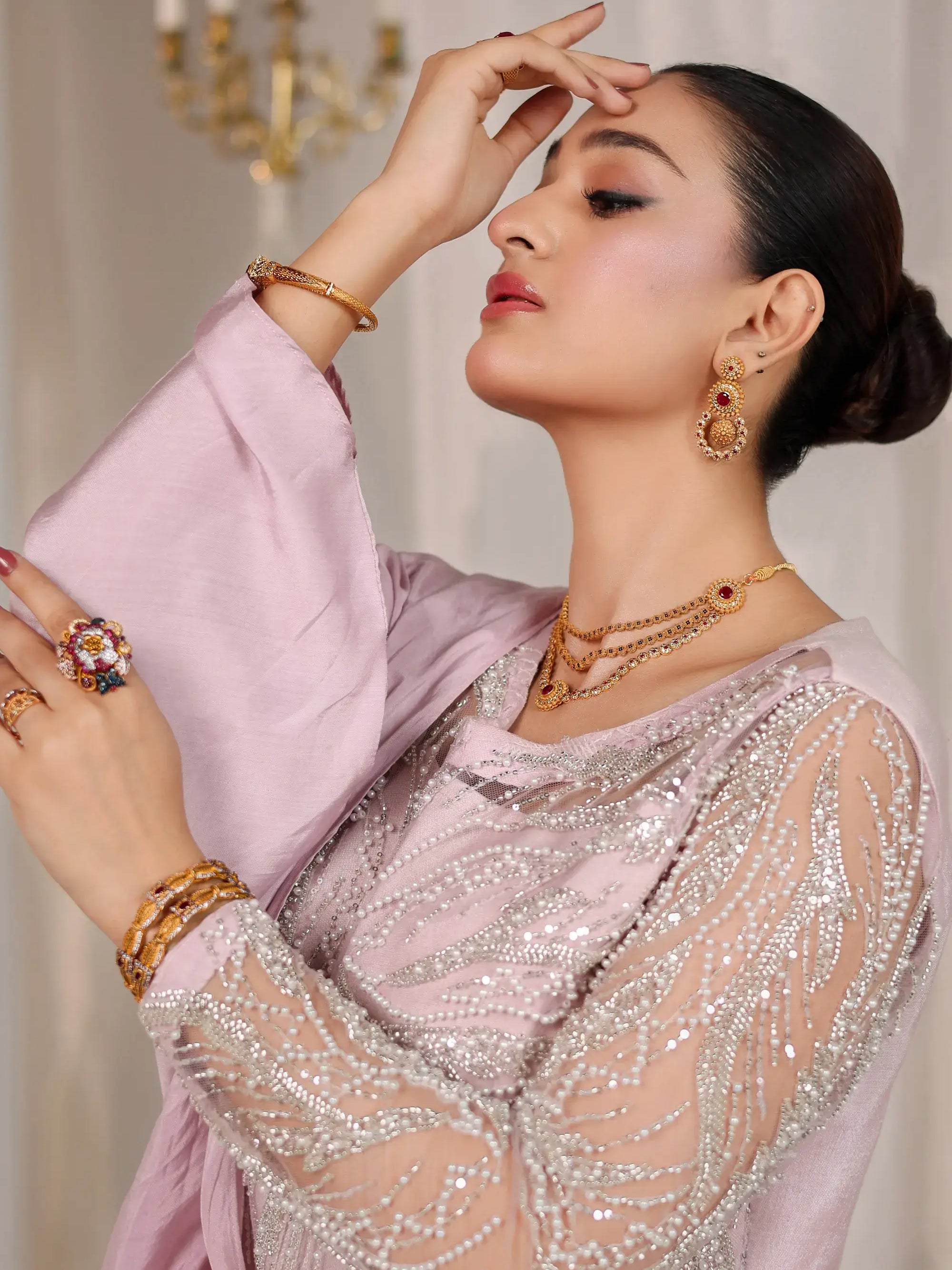 Blush Opulence – Pakistani Engagement Wear by Ahsan Tariq Couture – view 6