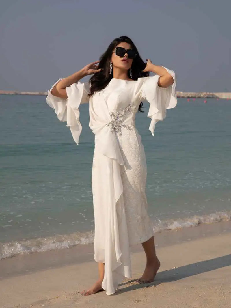 CELESTIAL DRAPE – Pakistani Engagement Wear by Ahsan Tariq Couture – view 1