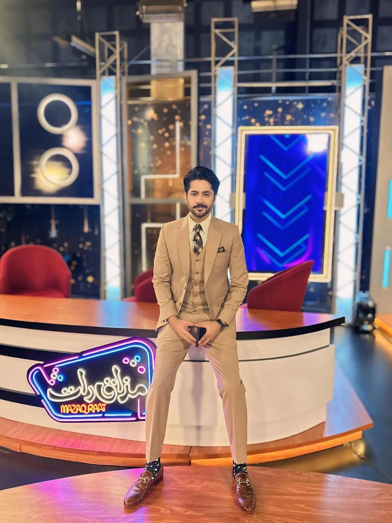 Classic Camel – Pakistani Designer Waistcoat by Ahsan Tariq Couture