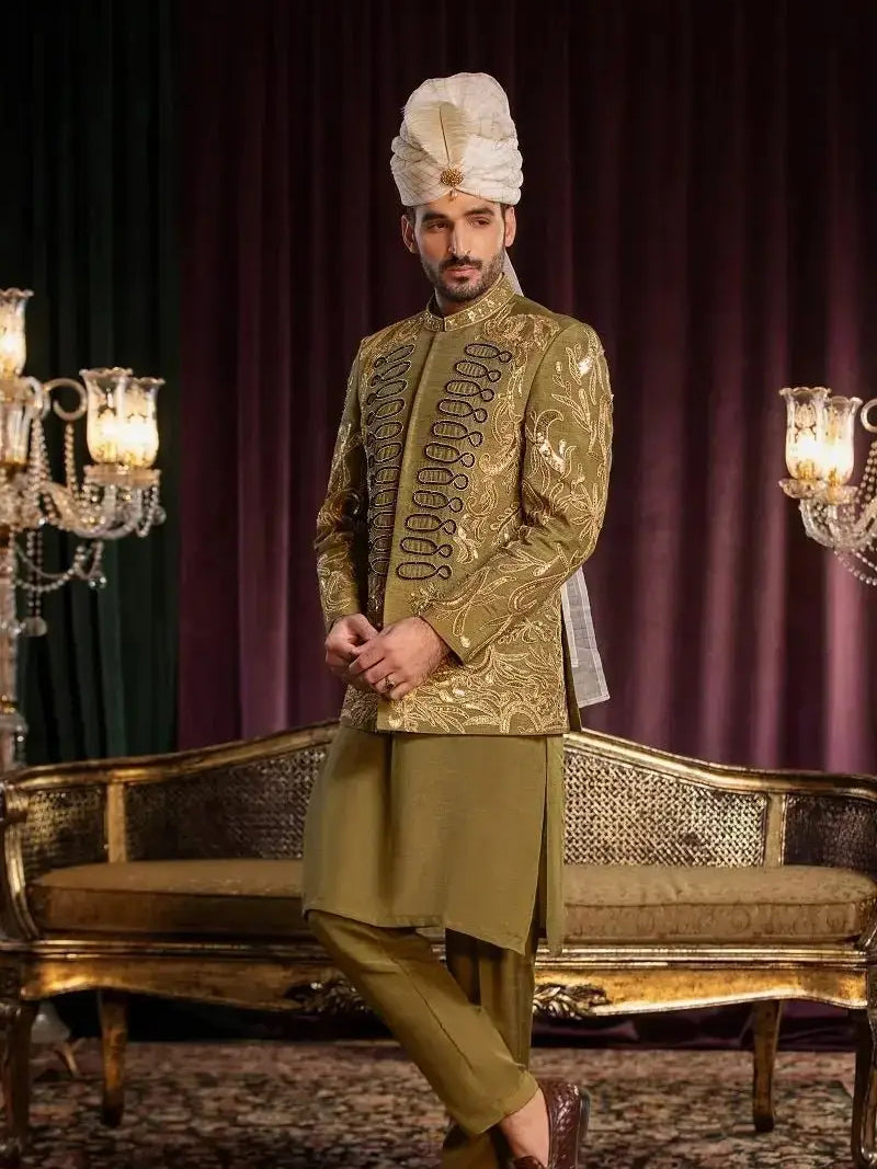 DAVR – Pakistani Prince Coat by Ahsan Tariq Couture – view 2