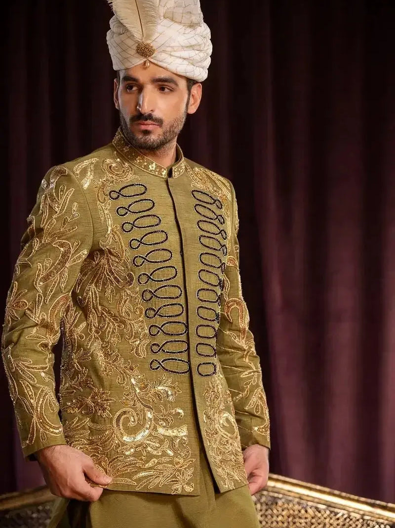 DAVR – Pakistani Prince Coat by Ahsan Tariq Couture – view 5