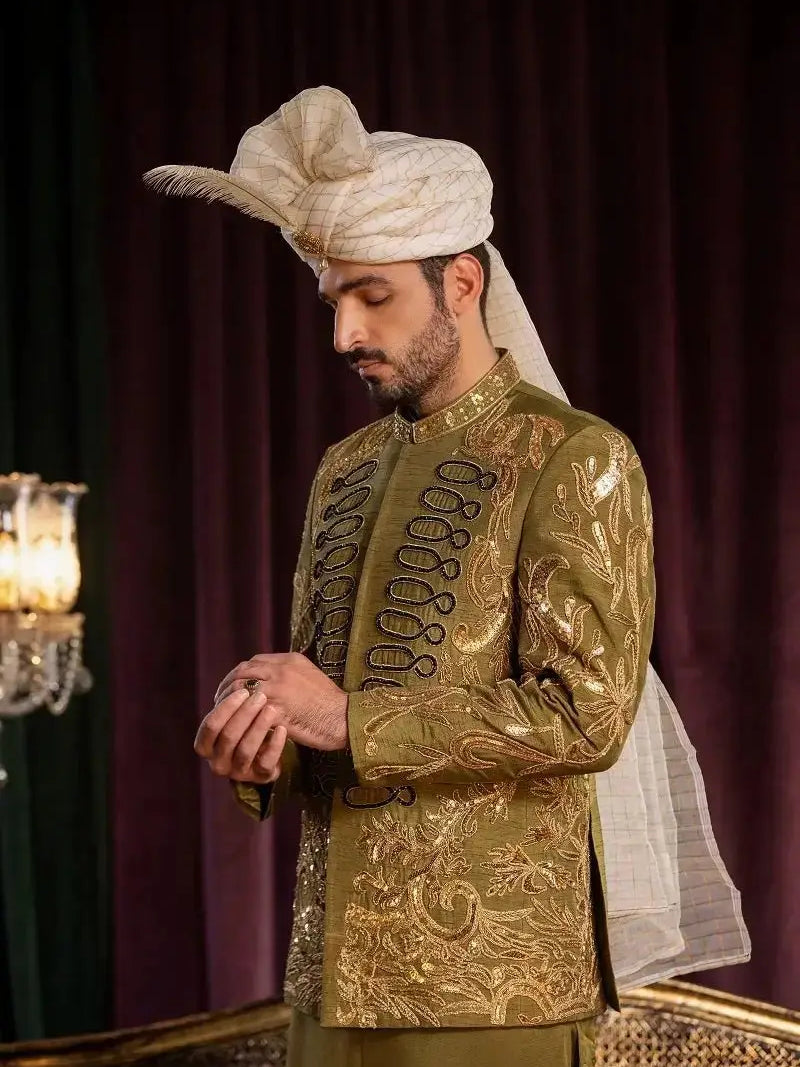 DAVR – Pakistani Prince Coat by Ahsan Tariq Couture – view 4