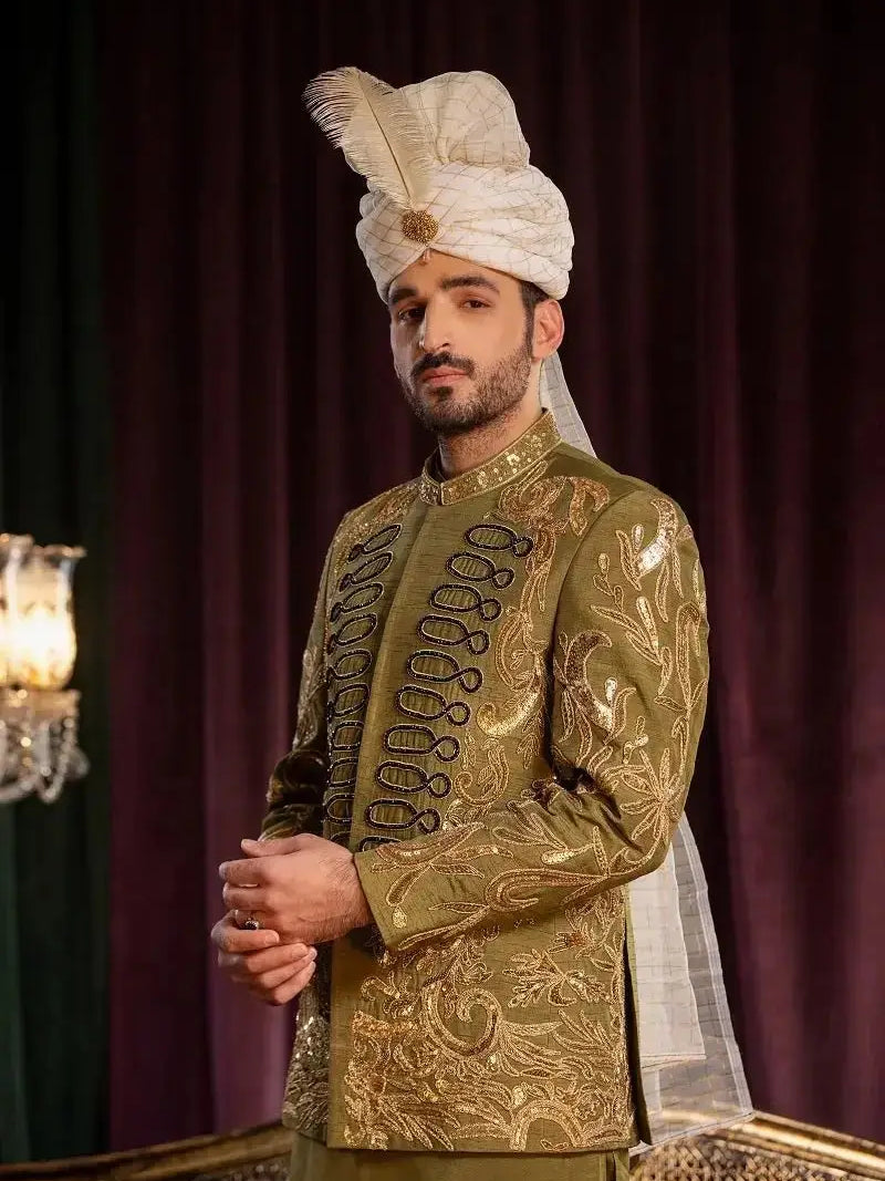 DAVR – Pakistani Prince Coat by Ahsan Tariq Couture – view 3