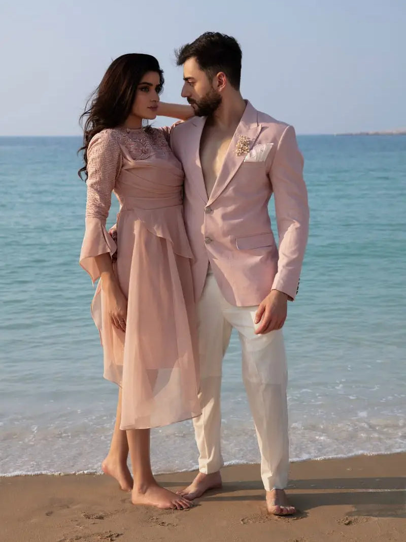 DUSK DUO – Pakistani Engagement Wear by Ahsan Tariq Couture – view 4
