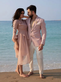 DUSK DUO – Pakistani Engagement Wear by Ahsan Tariq Couture – view 4