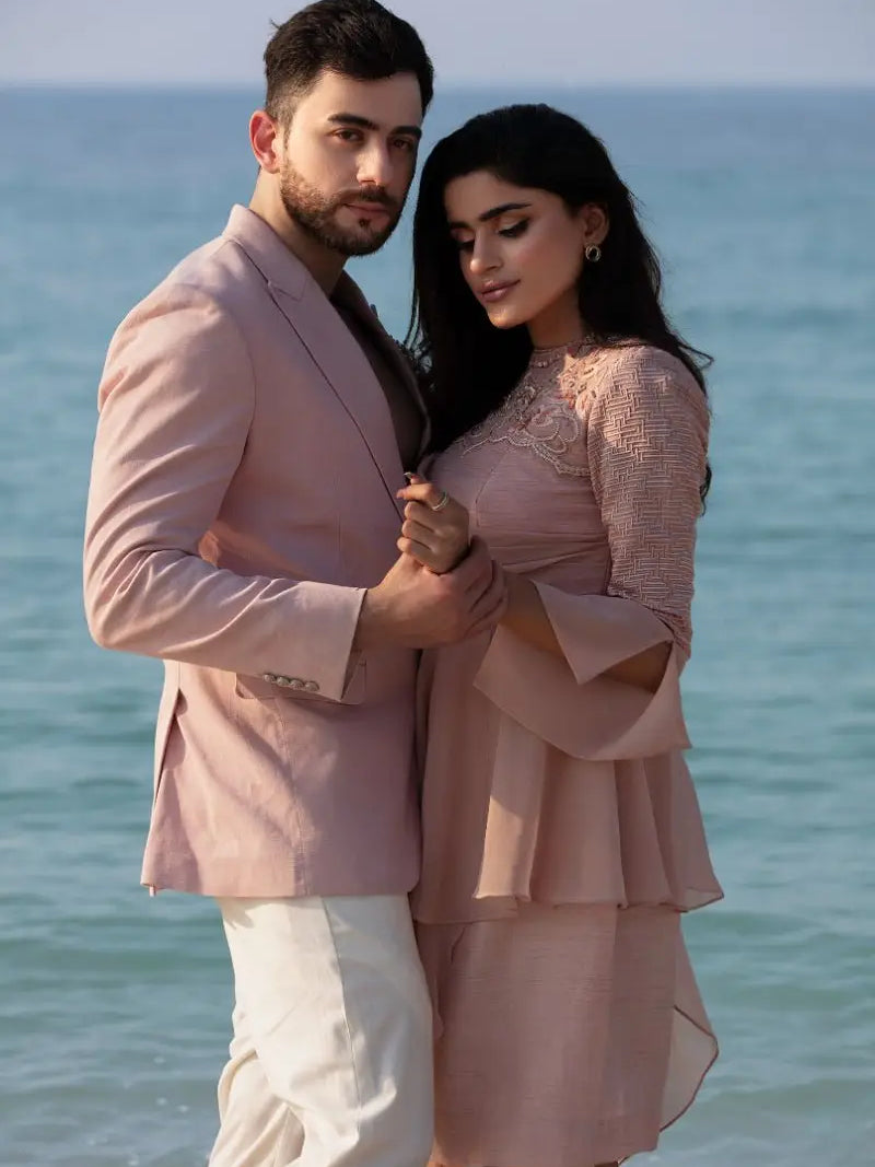 DUSK DUO – Pakistani Engagement Wear by Ahsan Tariq Couture – view 2