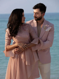 DUSK DUO – Pakistani Engagement Wear by Ahsan Tariq Couture – view 3