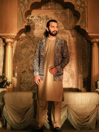 GHAZAL – Pakistani Open Prince Coat by Ahsan Tariq Couture – view 5