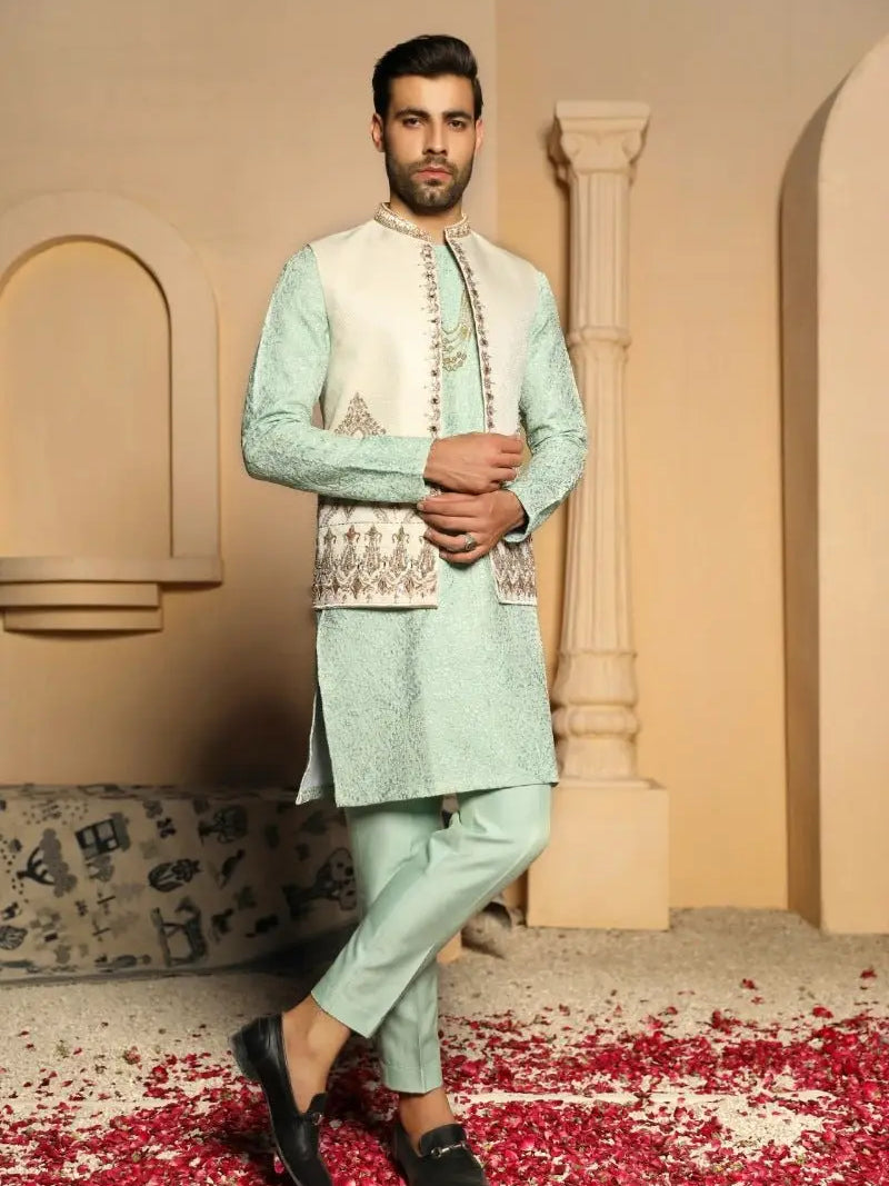 Gulistan – Pakistani Designer Waistcoat by Ahsan Tariq Couture – view 2