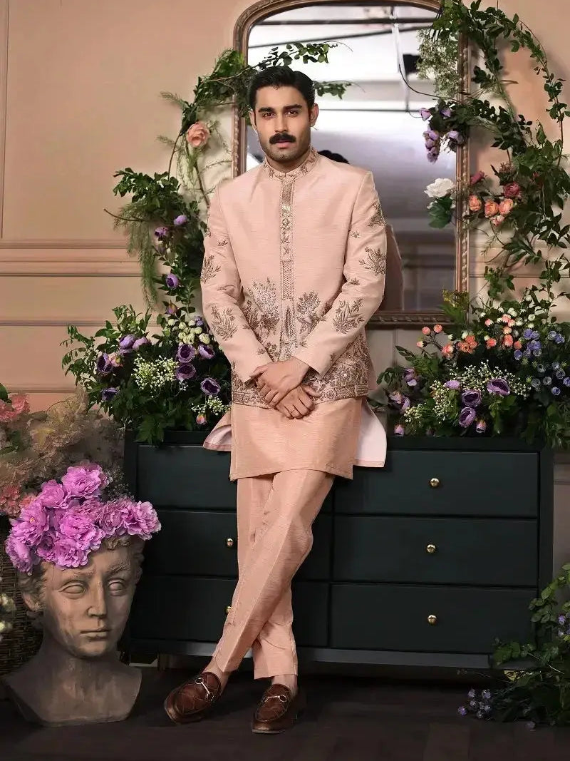 Gulzar-e-Raunaq – Pakistani Prince Coat by Ahsan Tariq Couture – view 3