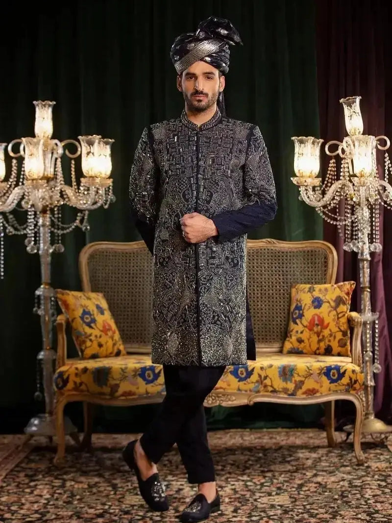 MASTAAN – Pakistani Groom Sherwani by Ahsan Tariq Couture – view 2