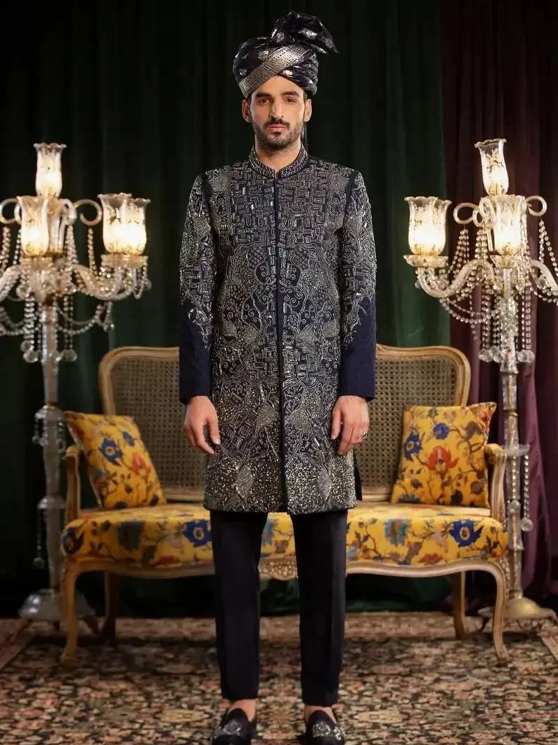 MASTAAN – Pakistani Groom Sherwani by Ahsan Tariq Couture – view 1