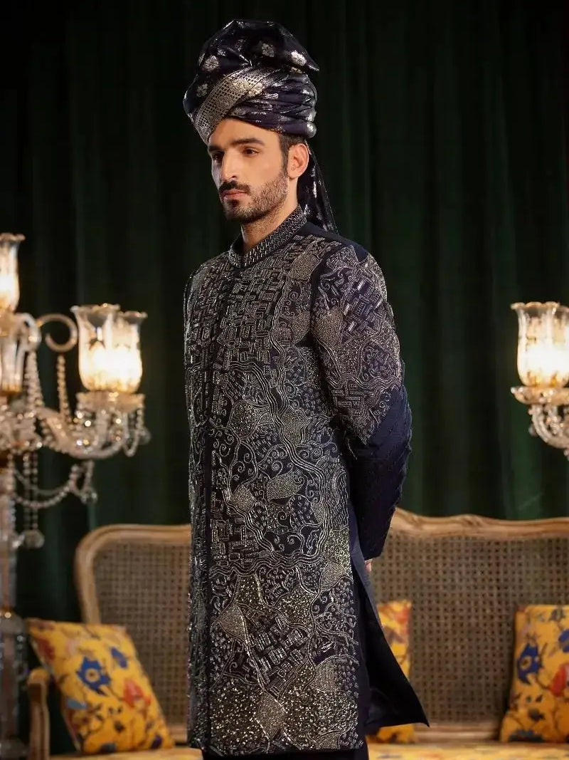 MASTAAN – Pakistani Groom Sherwani by Ahsan Tariq Couture – view 3
