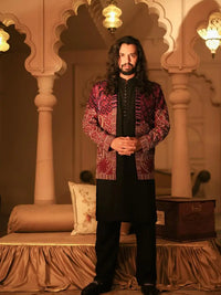 Mirza – Pakistani Groom Sherwani by Ahsan Tariq Couture – view 4