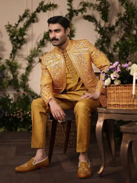 Nishan-e-Manzil – Pakistani Open Prince Coat by Ahsan Tariq Couture – view 2